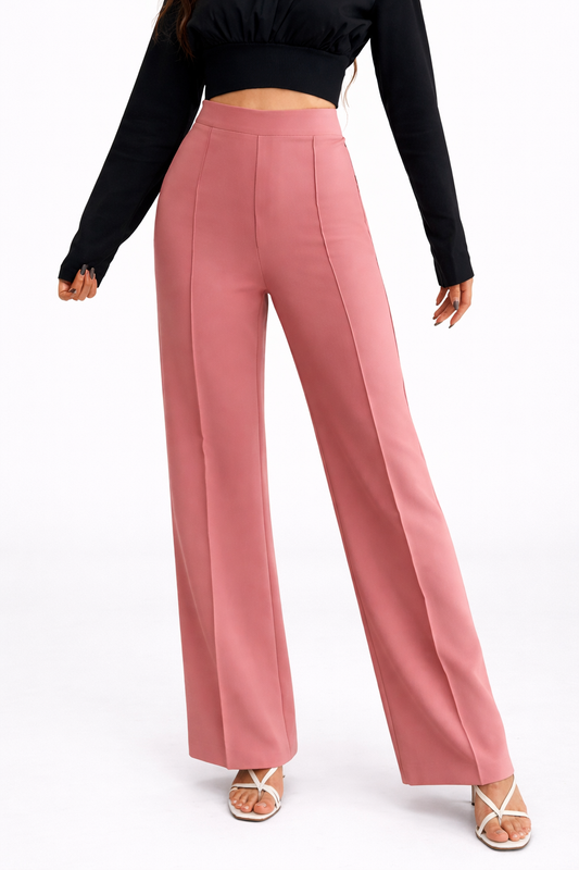 Women's Nontransparent Fabric Classic-Stylish Pant Pink