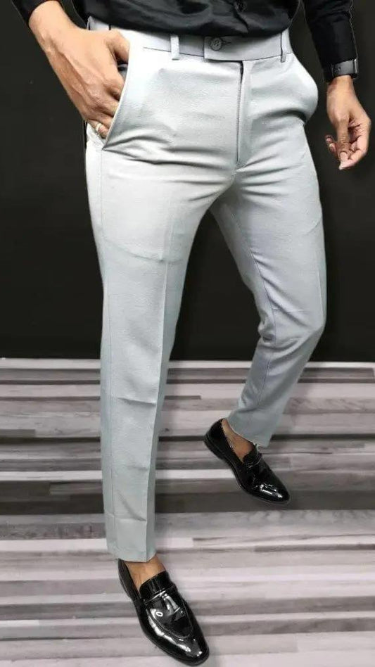 Lycra Solid Slim Fit Mens Formal Trouser Pack of 2